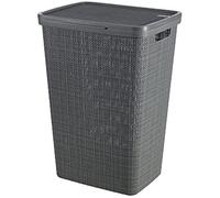 Curver Coffre à linge JUTE 58L – 43 x 34 x 60 cm – Gris foncé (08093-G44)