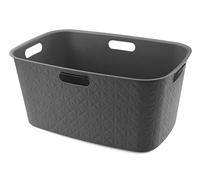 CURVER Coffre à Linge Softex 45L - Design Élégant - Léger et Pratique - 70% recyclé - 59 x 39 x 27 cm - Gris