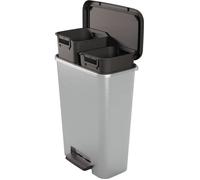 Curver Compatta Duo - Poubelle à pédale 2 compartiments - Gris clair - 23 L + 23 L