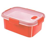 Curver | Cuit Vapeur Smart Micro-Ondes Rect 1,2 l Eco, Transparent/Rouge, 100% Matière Recy 20,3 * 15,4 * 8,8 Cm