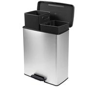 Produit de deuxième choix : poubelle Curver Deco Bin Slim 254619, 52 L, 486 x 615 x 284 mm, argent, Eimer615
