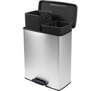 Produit de deuxième choix : poubelle Curver Deco Bin Slim 254619, 52 L, 486 x 615 x 284 mm, argent, Eimer615