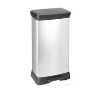 Curver DECOBIN Poubelle à pédale rectangulaire 50 L Noir / Argent