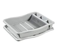 Curver Egouttoir à Vaisselle 24 Assiettes avec Plateau - 48 x 10,5 x 38 cm - Gris