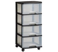 Curver Étagère à tiroirs 4x20L sur roulettes Noir/Transparent