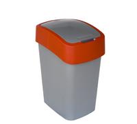 CURVER Flip Bin - Poubelle 25L à couvercle basculant - Pour Cuisine, Bureau, Salle de Bain - 26 x 34 x 47 cm - Gris/Rouge