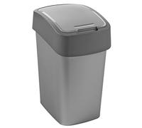 CURVER Flip Bin - Poubelle 25L à couvercle basculant - Pour Cuisine, Bureau, Salle de Bain - 26 x 34 x 47 cm - Gris clair et Anthracite