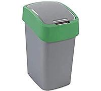 Curver Poubelle Flip Bin 45 L – 65,3×29,4×37,6 cm – Argenté/Vert