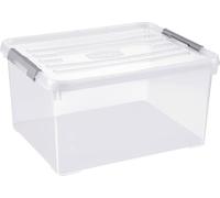 CURVER | handy box - Plus 35L + clips Gris Avec Couvercle, Transparent, handy +, 49x39x25 cm