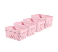 Curver Infinity Dots Lot de 4 petits paniers de rangement 100% recyclés 11 l Rose