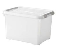 Curver KETER Boite Handy Plus 20L - Boite de Rangement Multifonction - Plastique 100% Recy vec Système de Fermeture Rapide - pour Stocker Tout Type de Choses - 29x40x25cm - Blanc