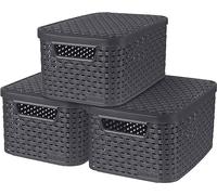 STYLE Set de 3 boîtes de rangement avec couvercle S Gris Veba 3 G