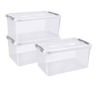 Curver Lot de 5 Boîtes de Rangement Handy 15L - Boîte de Rangement Multifonction - pour Chambre, Bureau, Garage, Cabanon, Buanderie - Fermeture Rapide à Clips - 39,5 x 29 x 40,5 cm - Transparent