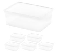Curver Lot de 6 boîtes de rangement avec couvercle C-Box 11 l, transparentes, empilables, pour maison, armoires, placards, placards et débarras, fermeture sécurisée, contenu d'identification résistant