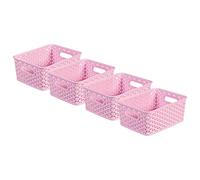 CURVER My Style Lot de 4 petits paniers de rangement rectangulaires de 4 L - Rose