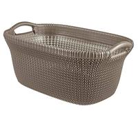 Curver Panier à Linge 40L, Aspect Tricot - Bac à Linge Propre et Sale - Poignées Ergonomiques - Corbeille pour Salle de Bain ou Buanderie - 59,5 x 38,5X 27 cm - Marron