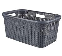 Curver, Panier à linge 45 L Aspect rotin, Anthracite, 59,2 x 38 x 27 cm, Plastique 188958