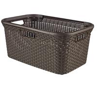 Curver Panier à Linge 45L Style -Bac à Linge Propre et Sale - Aspect Rotin Texturé - Bonne Aération - Poignées Ergonomiques - Corbeille pour Salle de Bain ou Buanderie - 59,2x38x27 cm - Chocolat