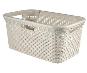 Curver Panier à Linge 45L Style -Bac à Linge Propre et Sale - Aspect Rotin Texturé - Bonne Aération - Poignées Ergonomiques - Corbeille pour Salle de Bain ou Buanderie - 59,2x38x27 cm - Ivoire