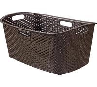 Curver Panier à Linge My Style 47L - Bac à Linge Propre et Sale - Poignées Ergonomiques - Corbeille pour Salle de Bain ou Buanderie - 70% recyclé - 60 x 39 x 27,8 cm - Chocolat