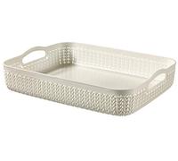 Curver Panier de Rangement A4, Aspect Tricot 4.5L - pour Bureau, Entrée, Salon, Salle de Bain - 35,2 x 26,8 x 7,4 cm - Blanc cassé