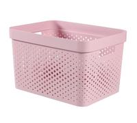 Curver – Panier de rangement Infinity 17 L – Aspect tricot, plastique recyclé, empilable – Rose