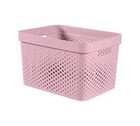 Curver – Panier de rangement Infinity 17 L – Aspect tricot, plastique recyclé, empilable – Rose