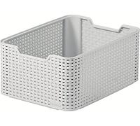 Curver Panier de Rangement rectangulaire Style rotin pour Cuisine, Salon, Salle de Bain, Chambre à Coucher, 18 litres - Gris