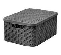 Curver | Rangement Style Aspect rotin M + Couvercle, Anthracite, Storage Others, 39,7x29x18,7 cm