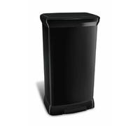 Poubelle à pédale 50 L plastique Touch, aspect métal noir Noir G