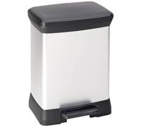 Poubelle à Pédale Rectangulaire - DECO BIN - 30 L - Gris Métallisé - Curver