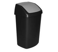 Curver Poubelle Swing 50 L – Couvercle basculant – Noir/Gris – 40,6 x 34 x 66,8 cm