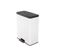 Curver Poubelle Deco Rectangle 65L, Blanc, pour Cuisine, Buanderie, Garage, 486x284x615 mm, PP 100% recyclé(version précedente)