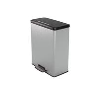 Curver Deco Bin Poubelle plastique argent métallisé 65L Poubelle organisée efficacement