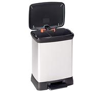 Curver Poubelle à pédale DECO BIN DUO 18L+10L - 29 x 39 x 50,5 cm - argenté/noir - 02165-582