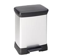 DECOBIN DUO Poubelle 30L (10L+18L) avec pédale argent métallique