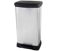 Curver Poubelle 254620 – 46 L (23+23L) – Double compartiment à pédale – Gris métallisé, plastique