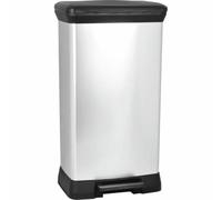 Curver Poubelle à pédale Decobin 50 L - Fermeture douce, aspect métal, gris recyclé