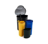 Curver Poubelle à 3 bacs Trio V2 - 40 L, à pédale, seau intérieur en plastique - Noir