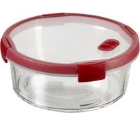 Keter CURVER Smart COOK - Récipient avec base en Verre 1,2L Rond - Boîte Etanche et Hermétique - Pour Cuisiner au Four ou Conserver au réfrigérateur - 19,8 x 19,8 x 8,1 cm - Rouge