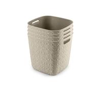 CURVER Softex Lot de 4 cubes de rangement carrés 100% recyclés 15L Blanc craie