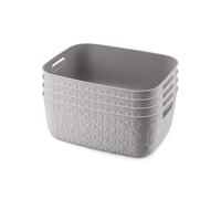 CURVER Softex Lot de 4 paniers de rangement 12,5 L en matériau 100 % recyclé, léger, pour salle de bain, salon, cuisine, taupe