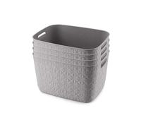 CURVER Softex Lot de 4 paniers de rangement 19 L en matériau 100 % recyclé, léger, pour salle de bain, salon, cuisine, taupe