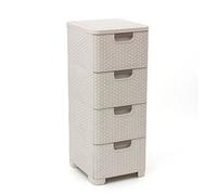 Curver Tour de Bureau 4 Tiroirs de 14L, Style - Tour de Rangements Pratique pour Outils, Linge, Papiers & Autres - 4x14L - 32,8x37,8x79 cm - Ivoire