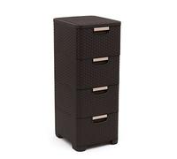 Curver Tour à tiroirs Style rotin 4 x 14 L 33×38×79 cm Marron 06605-210
