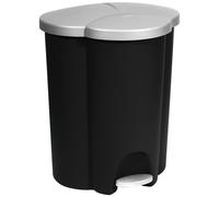 Curver Poubelle à 3 bacs Trio V2 - 40 L, à pédale, seau intérieur en plastique - Noir