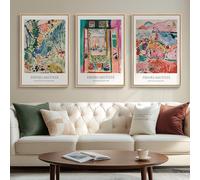 Cuspin Van Gogh Art Art mural encadré Matisse 3 pièces Grande toile abstrait pour salon, Henri Matisse célèbre peinture de paysage - Taille totale 76,2 x 152,4 cm