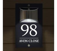 Custom Signs Solar Modern House Number Sign, Floating Address Plaque, LED Illuminated Door Number, Waterproof Outdoor House Numbers, Acrylic Stainless Steel Wall Mounted Address Sign (Style 7)