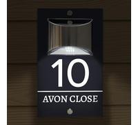Custom Signs Solar Modern House Number Sign, Floating Address Plaque, LED Illuminated Door Number, Waterproof Outdoor House Numbers, Acrylic Stainless Steel Wall Mounted Address Sign (Style 3)