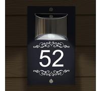 Custom Signs Solar Modern House Number Sign, Floating Address Plaque, LED Illuminated Door Number, Waterproof Outdoor House Numbers, Acrylic Stainless Steel Wall Mounted Address Sign (Style 4)